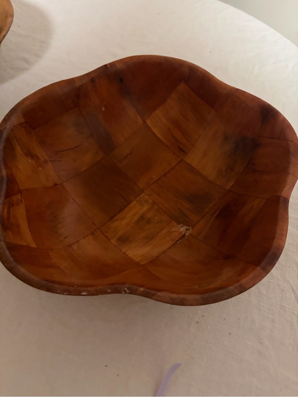 Vintage Handcrafted Brown Wooden Serving Bowl - Home Dining